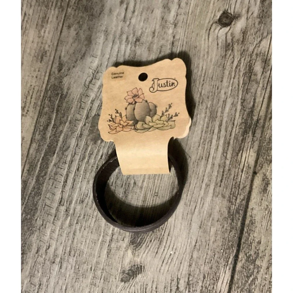 Justin Genuine Leather Brown Tooled Western Style Bracelet Unisex